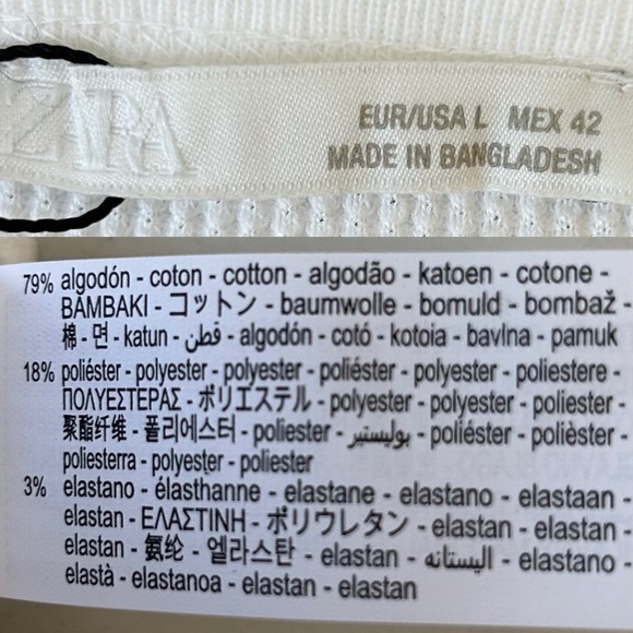 Zara Men’s White Long Sleeve Henley Shirt Waffle Knit Size Large NEW WITH TAG - Picture 11 of 12